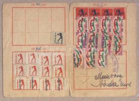 1946 Szociáldemokrata Párt tagsági könyv sok tagsági bélyeggel