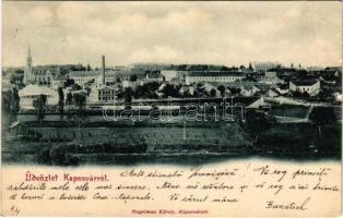 1900 Kaposvár, látkép, vasútállomás, városi villanytelep. Hagelmann Károly kiadása (EK)