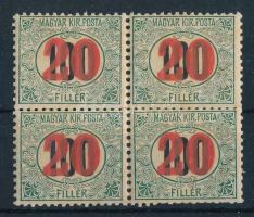 1915 Kisegítő portó 20/100f négyestömb, IV vízjel (72.000)