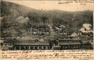 1908 Zakárfalva, Zakárfalu, Zakaróc, Zsakaróc, Zakarovce; Főhercegi pörkölő- és ércelőkészítő telep. Fénynyomat Divald műintézetéből / Erzh. Anlage / iron mines (EK)