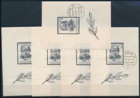 Csehszlovákia 1957 5db Zapatocki blokk Mi 17II (mindkét termésen van vonalka) (Mi EUR 300.-)