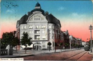 1915 Temesvár, Timisoara; Hungária fürdő, villamos / spa, bath, tram (EK)