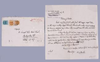 Füst Milán (1888-1967) tintával írt autográf levele Dr. Lengyel Bélának, "Kedves, jó Doktor" megszólítással. "... (Csak két napja vagyok Pesten s e két nap is az Ady-űggyel telt el.)... 'A Független Szemlét igyekszem megszerezni... ' - Mit szól az Ady-űgyhöz? (Magam is nyilatkoztam, s félek, nem lesz megelégedésére: Ady ízléstelenségéről nagyon keményen szóltam. Jól esne, ha majd megírná, mit szól véleményemhez? Toll)" (Bp., 1929. aug. 16.)  Az említett írás a Toll című hetilap (1929-1938 között megjelenő irodalmi újság) I. évf. 18. (1929. aug. 18.) számában jelent meg. Kosztolányi Dezső: Az írástudatlanok árulása. Különvélemény Ady Endréről című, 1929-ben publikált cikkével indította el a levélben Ady-ügy-ként említett vitasorozatot.  1 lev., 1 beírt oldal, Füst Milán fejléces, (bélyegzéssel ellátott) levélpapírján. Hajtogatva. A levél hátoldalán ceruzával és golyóstollal írt bejegyzésekkel, ragasztással. Postai borítékban, Füst Milán bélyegzőjével, kézzel írt címzéssel.