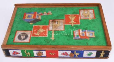 Retro fa építőjáték, 20x30 cm