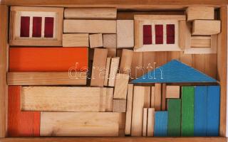 Retro fa építőjáték, 20x30 cm