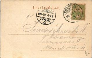 1906 Herkulesfürdő, Baile Herculane; Vasútállomás. Krizsány R. kiadása / Bahnhof / railway station (...