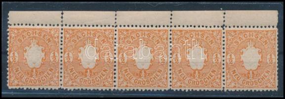 Ónémet államok - Szászország 1863 1/2 Ngr 5-ös csík RR! (fogelválások / aparted perfs.)