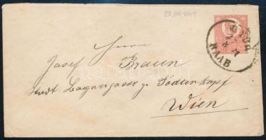 1871 5kr díjjegyes boríték "GYŐR RAAB" - Wien