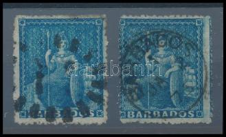 Barbados 1870/1871 Mi 12 nagy csillag vízjel + Mi 17 kis csillag vízjel