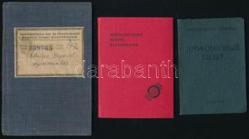 1949-1961 3 db igazolvány (Magyarországi Vas- és Fémmunkások Országos Szabad Szakszervezete, Sozialistische Partei Österreich, stb.)