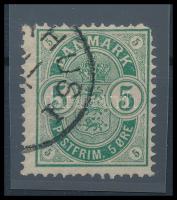 Dánia 1882 Mi 32 FORDÍTOTT korona vízjellel RRR! (jobb felső sarokfog hiányzik / missing corner perf.)