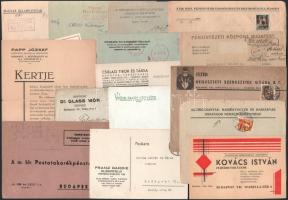 Vegyes cégneves boríték és levelezőlap tétel (Hadirokkantak, Hadiözvegyek és Hadiárvák Országos Nemzeti Szövetsége, Papp József Kertépítő, Pénzintézeti Központ, stb.)