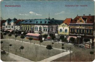 1917 Marosvásárhely, Targu Mures; Széchenyi tér, drogéria, dohány üzlet, Révész Béla üzlete. Porjes S. Sándor kiadása / square, drugstore, shops (EM)