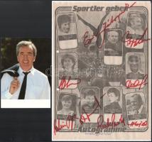 Vegyes sportoló aláírások egy lapon: Emil Zatopek, Papp László, Jelena Dawydowa, Tassilo Thierbach, Sabine Baesz, stb.