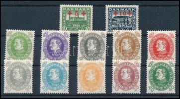 Dánia 1921/1930 Mi 116-117 + *Mi 185-194 (Mi EUR 160.-) (Mi 116-117 bebarnult gumi / brownisch gum)
