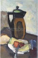 Jelzés nélkül, magyar festő, XX. sz. első fele: Csendélet kancsóval. Olaj, vászon. Restaurált, dublírozott. Proveniencia: Saphier-gyűjtemény. 49,5x32,5 cm
