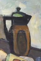 Jelzés nélkül, magyar festő, XX. sz. első fele: Csendélet kancsóval. Olaj, vászon. Restaurált, dublí...