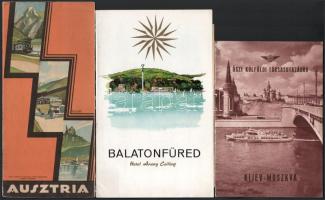 cca 1930-1940 Vegyes utazási prospektus tétel (La Hongrie, Asuztria, KIjev-Moszkva, stb.)