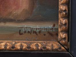 Linke K. jelzéssel, XX. sz. eleje: Csendélet. Olaj, karton. Sérült. Dekoratív, kissé sérült fakeretb...