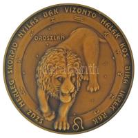 Kósa István (1953-) DN "Oroszlán" egyoldalas bronz horoszkóp emlékérem kapszulában, dísztokban (42,5mm) T:UNC