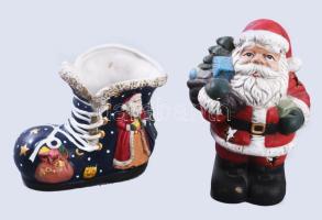Karácsonyi porcelán csizma asztaldísz + mikulás mécsestartó, m: 13,5 cm alatt