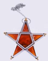 Karácsonyi csillag alakú akasztós mécsestartó, d: 21 cm