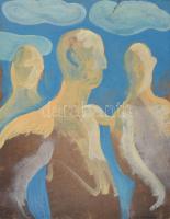 Pál Kálmán (-): Szemtelen sportolók. Olaj, karton. Jelzett. Sérült. 42x32 cm