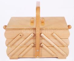 Használatlan bécsi varródoboz, fa, 32x24x18 cm