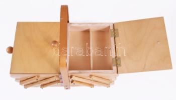 Használatlan bécsi varródoboz, fa, 32x24x18 cm