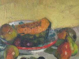 Izsák József (1929-2007): Csendélet. Olaj, vászon. Hátoldalán jelzett és Képcsarnok Vállalat címkéjé...