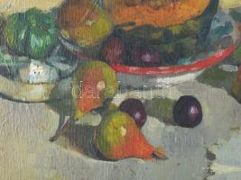 Izsák József (1929-2007): Csendélet. Olaj, vászon. Hátoldalán jelzett és Képcsarnok Vállalat címkéjé...