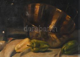 Molnár Z. János (1880-1960): Csendélet. Olaj, vászon. Jelzés nélkül. Sérült. 80×60 cm