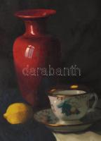 Molnár Z. János (1880-1960): Csendélet. Olaj, vászon. Jelzett. Dekoratív, sérült fakeretben. 50×40 c...