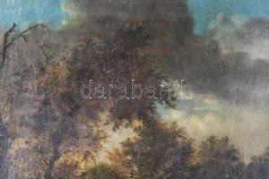 Jelzés nélkül, XIX. sz. eleje: Juhász nyájával. Olaj, vászon. Dekoratív fakeretben, 46×42 cm