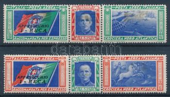 Olaszország 1933 Légiposta sor csíkokban Mi 445-446 (Mi EUR 200.-) (foltok / spots)