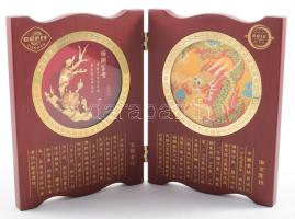 Kínai Nanjing Yunjin brokát bemutatóreklám, kihajtható, kopással, 16x12 cm