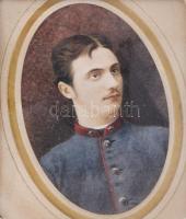 Jelzés nélkül: Fiatal katona portréja, 1880. Akvarell, papír. Hátoldalán "Vienne le 9. Novembre, 1880". Üvegezett fakeretben, 8,5×6 cm