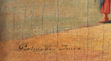 Perlmutter Imre (1870 k.-1935): Vízparton. Olaj, fa, jelzett. Hátoldalán korabeli raglappal. Dekorat...