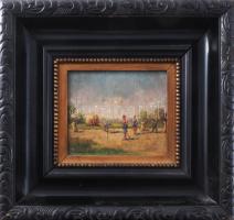 Perlmutter Imre (1870 k.-1935): Aratás. Olaj, fa, jelzett. Hátoldalán korabeli raglappal. Kisebb fel...