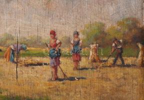 Perlmutter Imre (1870 k.-1935): Aratás. Olaj, fa, jelzett. Hátoldalán korabeli raglappal. Kisebb fel...
