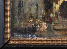 Péczely Antal (1891-1944): Utca alakokkal. Olaj, karton, jelezve balra lent. Dekoratív, kissé kopott...