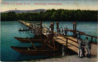 1918 Melk an der Donau, Feldmässiger Brückenschlag / WWI K.u.K. military, construction of a field bridge, pontoon bridge (fl)