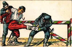 Határőrök / K.u.K. military art postcard, border guards, gendarmes. litho (EK)