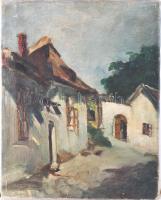 Jelzés nélkül (Perczel Margit?): Tabán. Olaj, vászon, hátoldalán Perczel Margit nevével utólagosan feliratozott. 50x40 cm