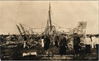 Katastrophe des Marine-Luftschiffes L 2 (LZ 18) 17. Oktober 1913. / German military Zeppelin built for the Imperial German Navy in 1913. Intended as the Navy's second airship, it was destroyed during an altitude trial on 17 October 1913, killing all 28 crew members before it could enter operational service. Phot. Gebr. Haeckel, Berlin