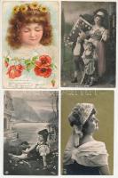 10 db RÉGI motívum képeslap: hölgyek, közte litho / 10 pre-1945 motive postcards: ladies, with litho