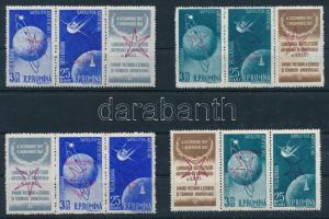 Románia 1958 Brüsszeli világkiállítás Mi 1717-1720 normál és fordított felülnyomással (Mi EUR 220.-)