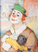 Jelzés nélkül, XX. sz. második fele (Szarka László?): Bohóc. Olaj, farost. Dekoratív fakeretben. 41x31 cm