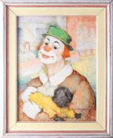 Jelzés nélkül, XX. sz. második fele (Szarka László?): Bohóc. Olaj, farost. Dekoratív fakeretben. 41x...