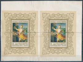 1969 Festmény VI. vágott blokk szétvágatlan párban, középen hajtott / folded in the middle (ráncok, foltok / creases, spots)